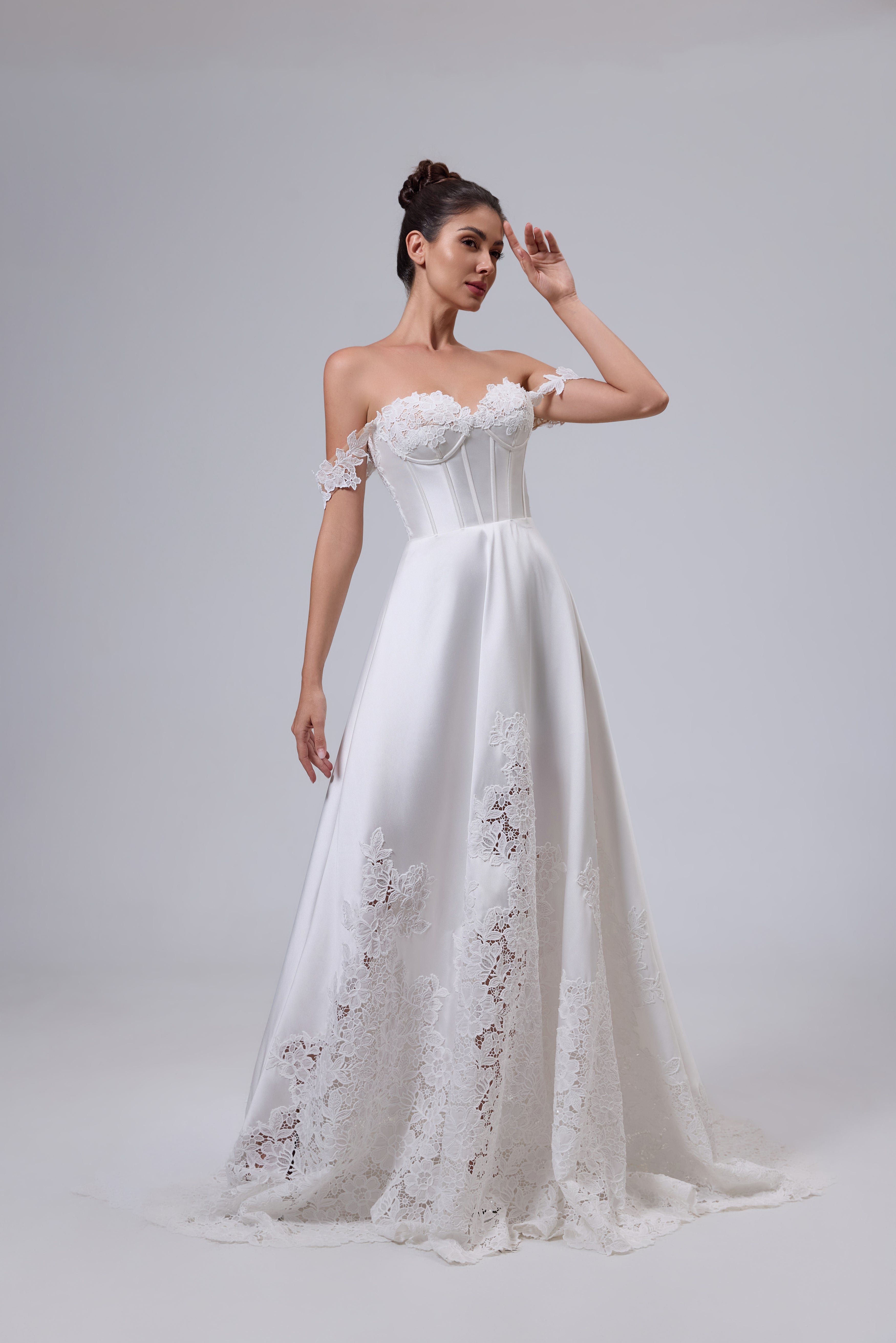 SATIN LACE WEDDING DRESS LVB2529