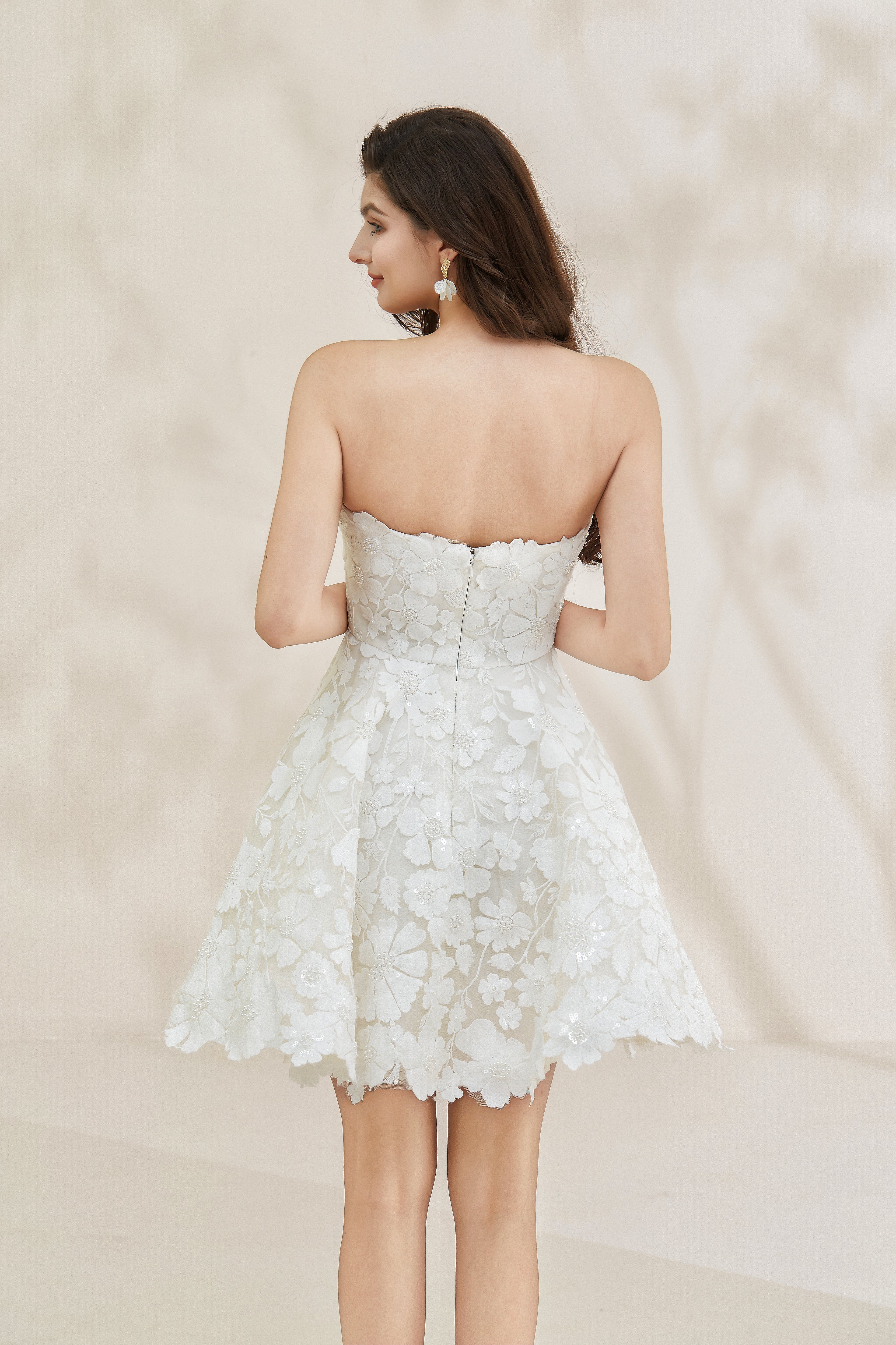 Floral Lace Short Wedding Dress LVB2615