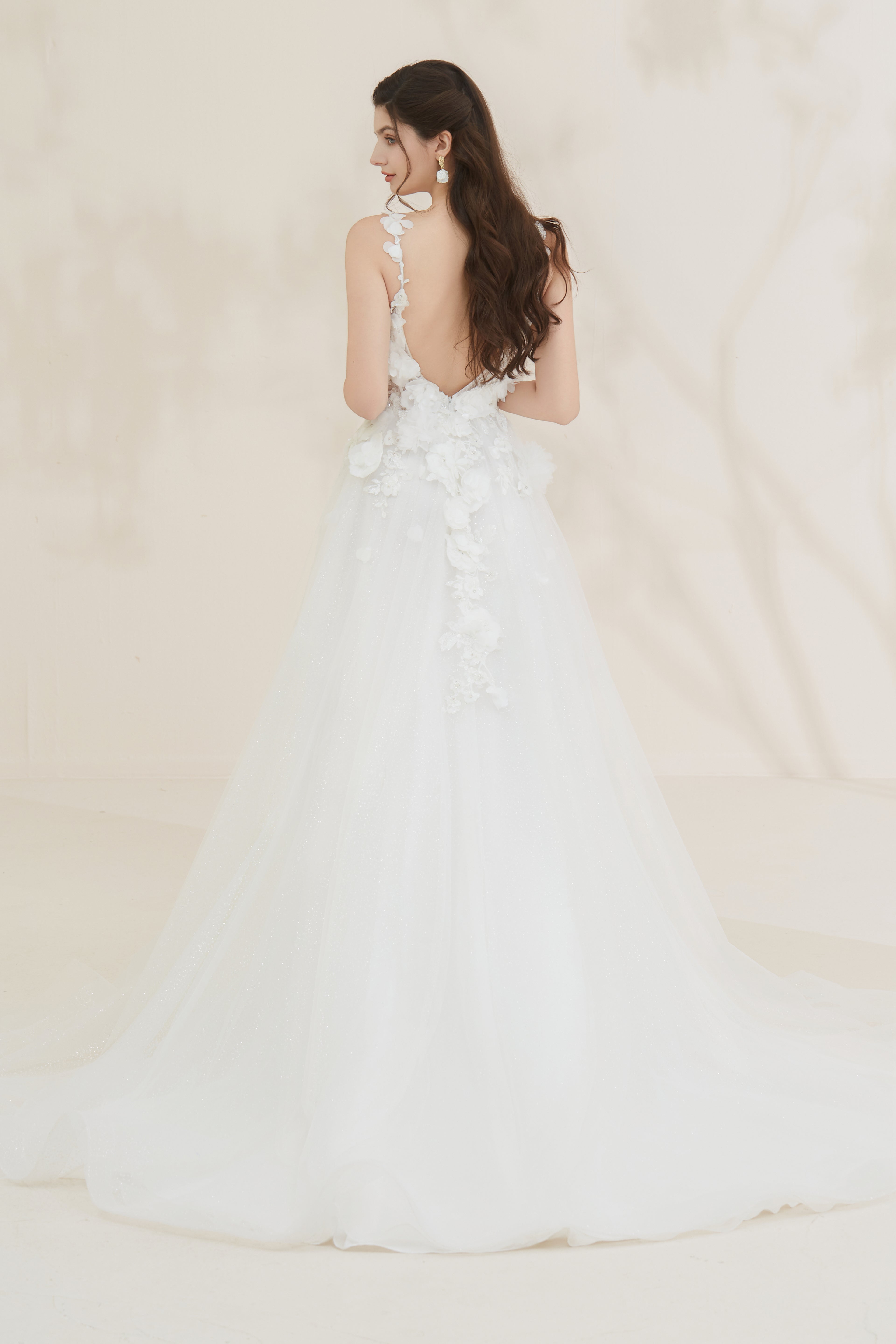 Beautiful beaded floral A-line bridal dress LVB2623