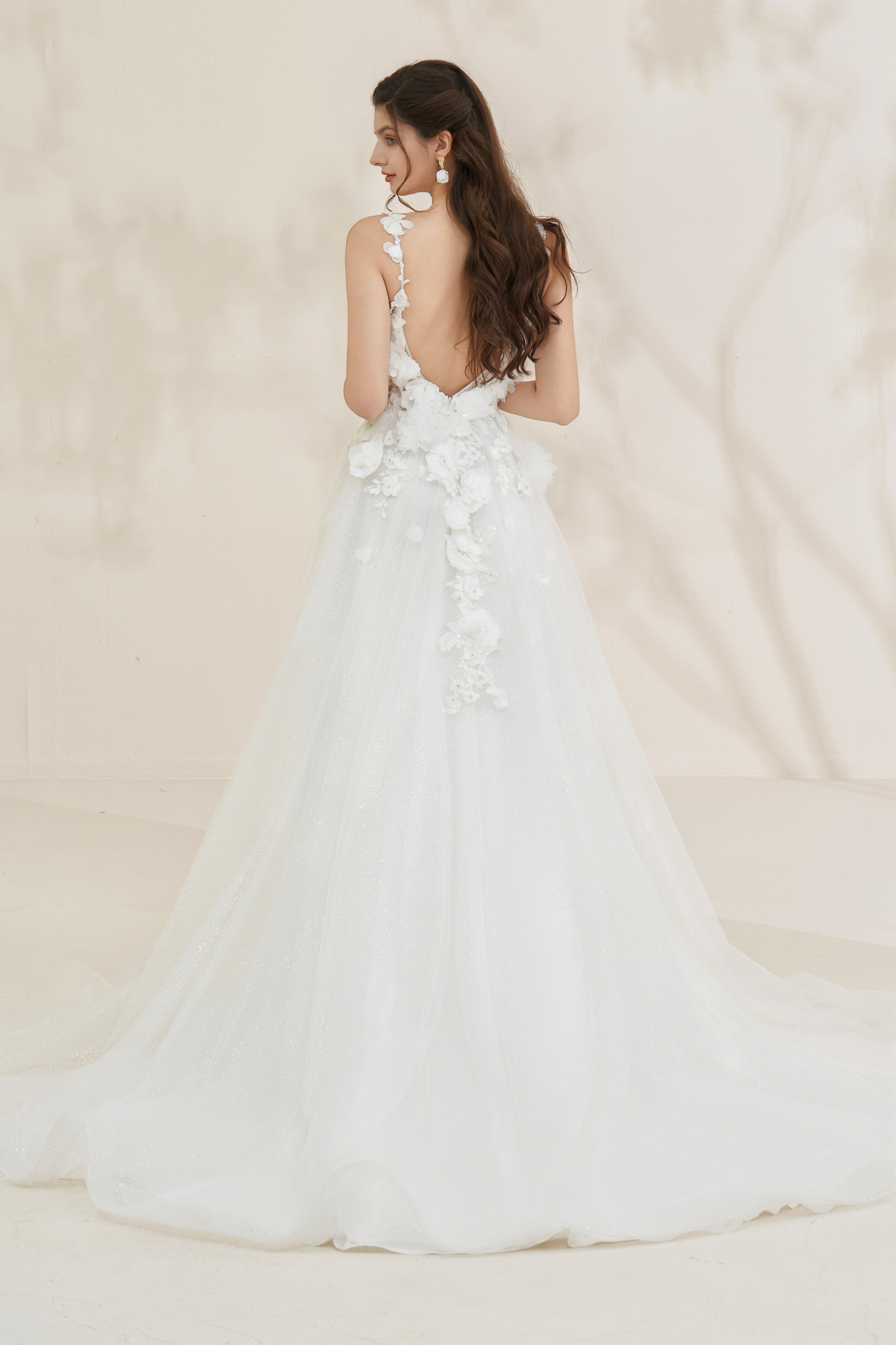 Beautiful beaded floral A-line bridal dress LVB2667