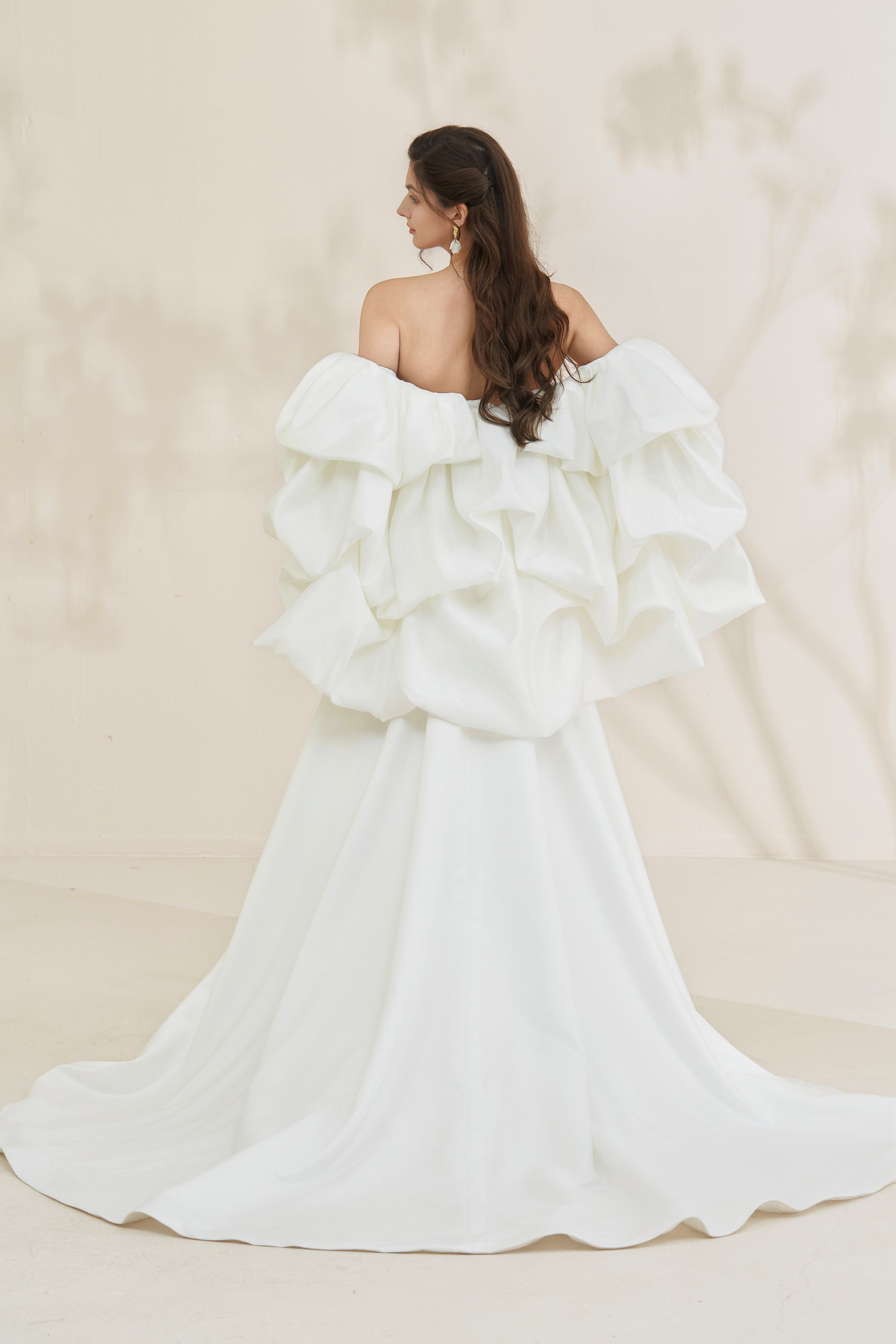 Satin Wedding Dress with detachable Sleeves LVB2671