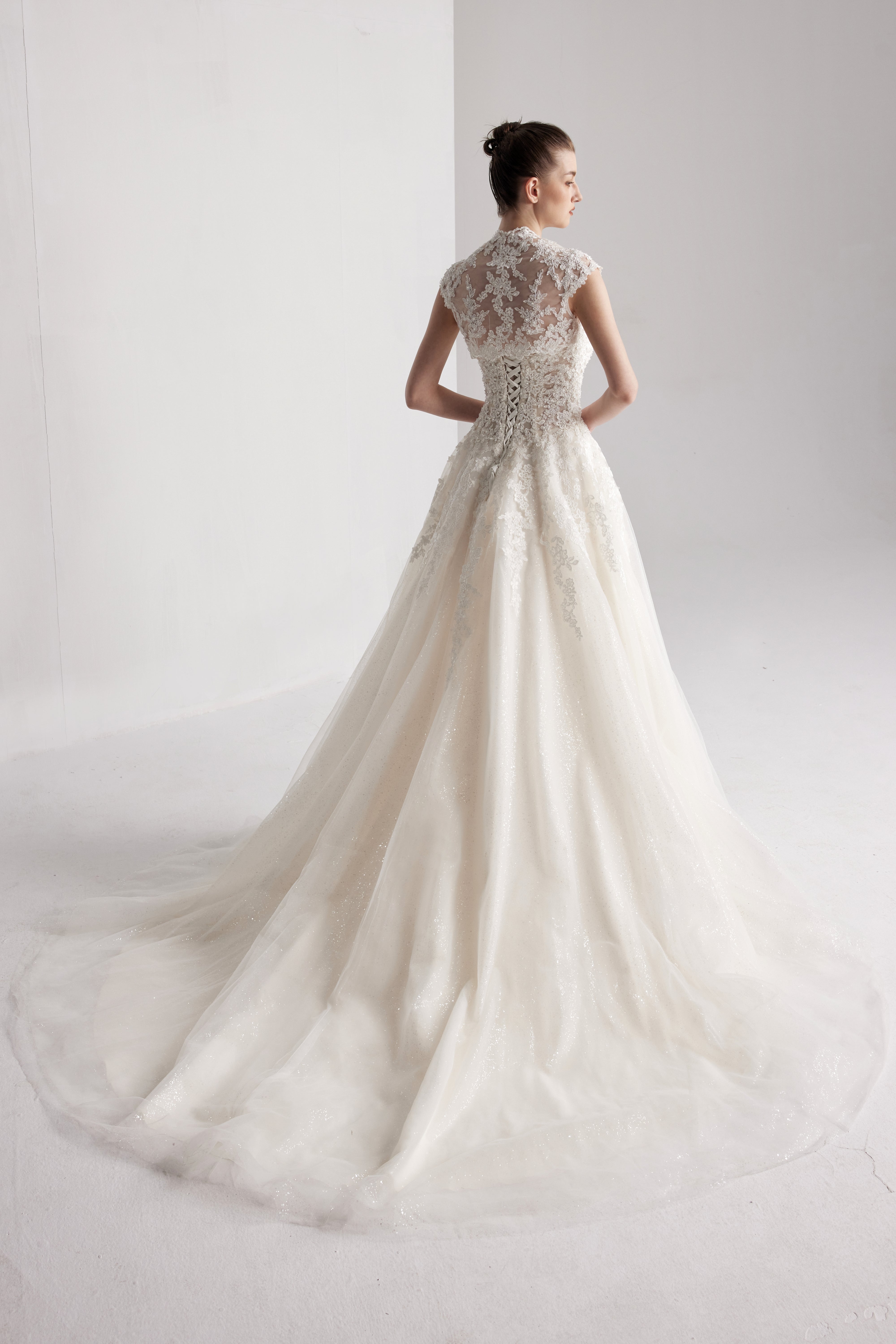 Princess beaded lace  bridal dress with a classic sweetheart neckline with Bolero LVB2411