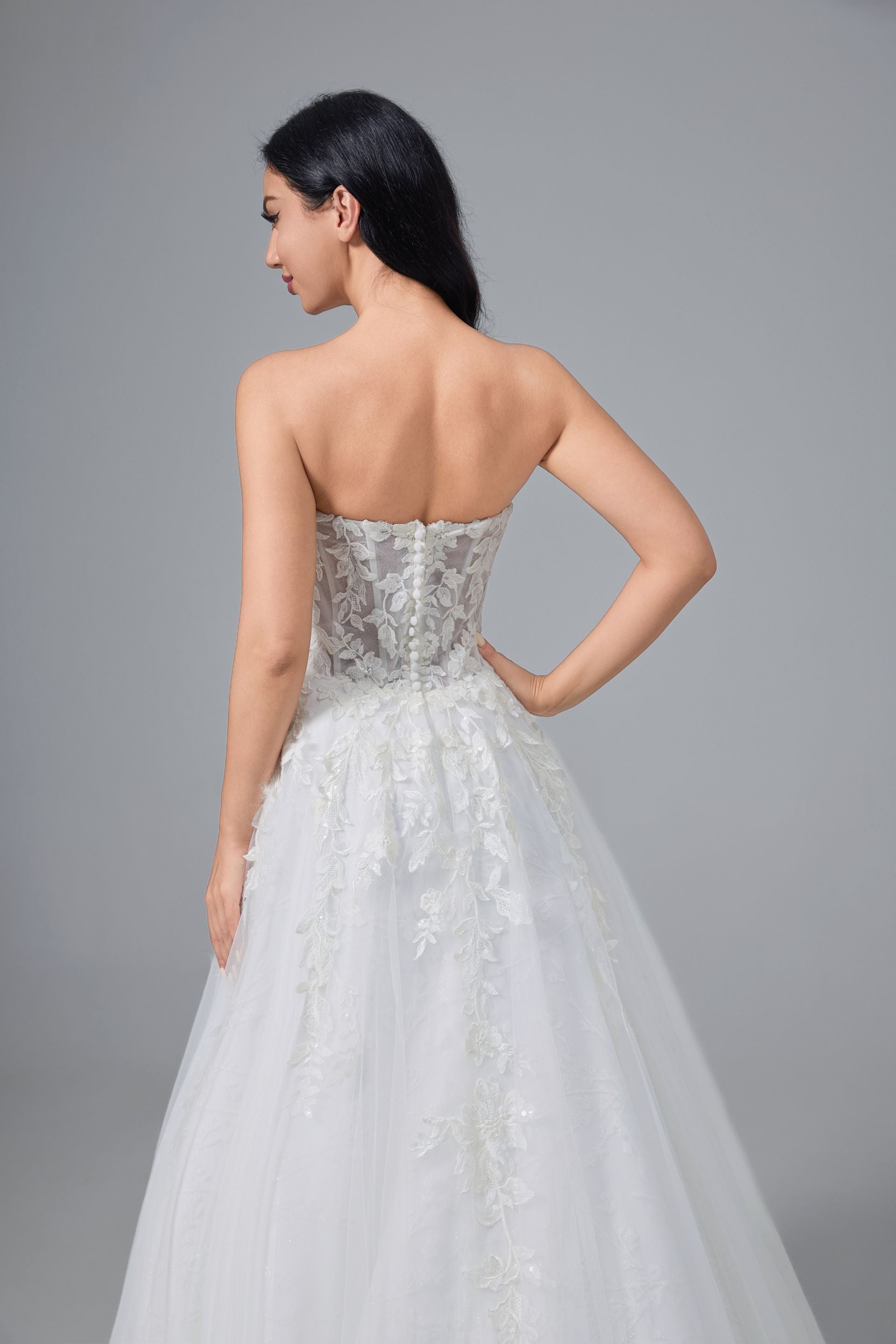 Floral strapless corset bridal gown LVB2509