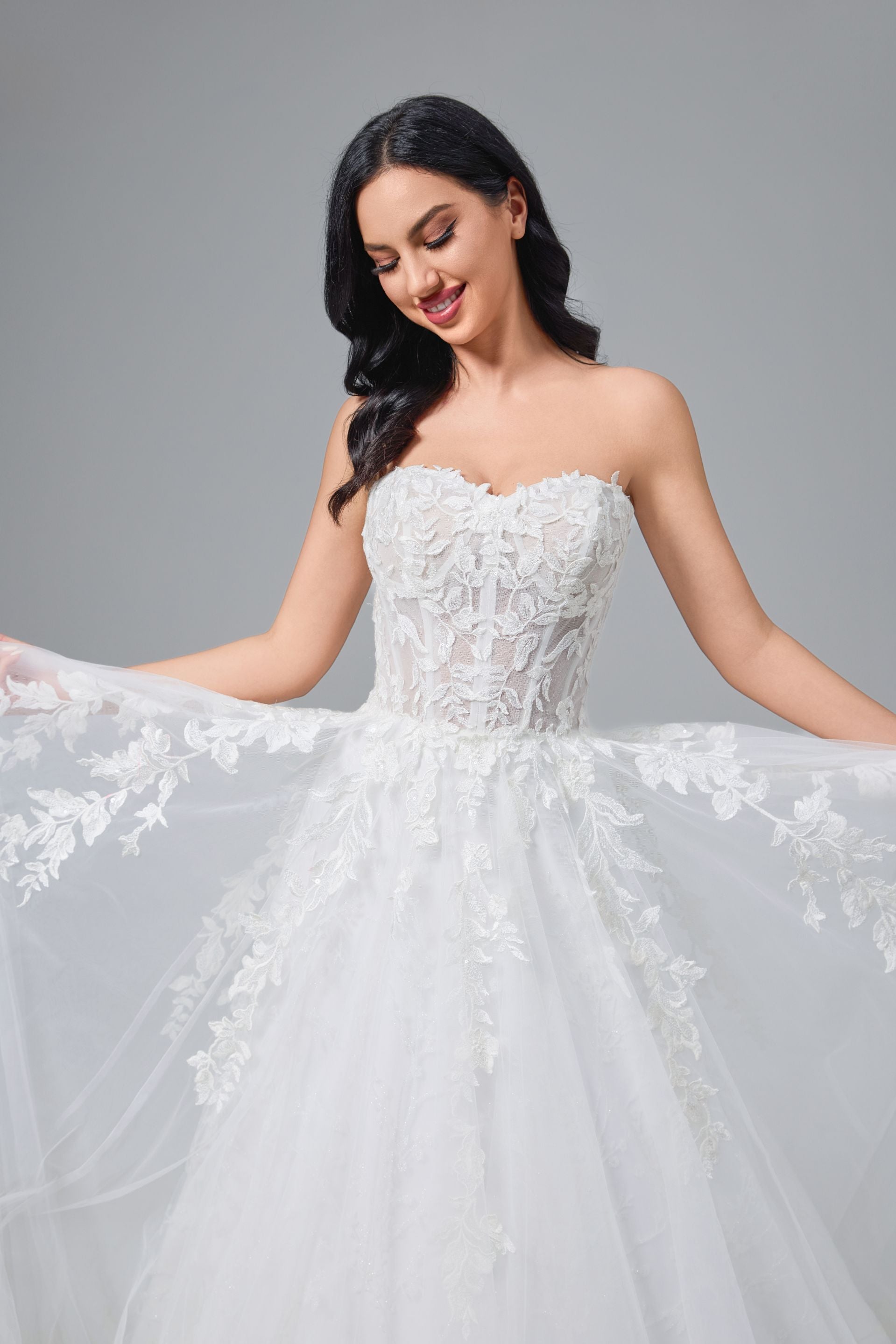 Floral strapless corset bridal gown LVB2509