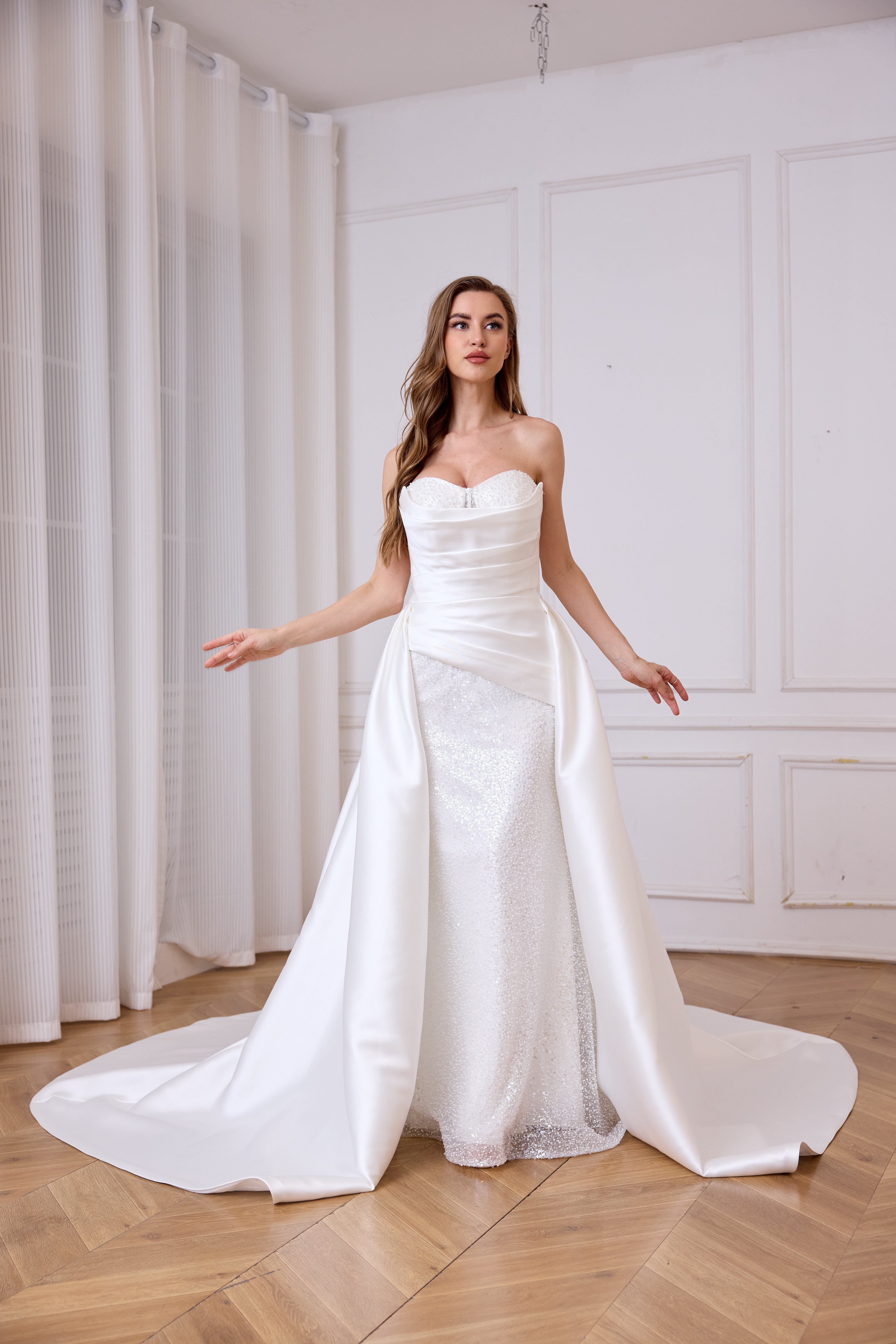 Extra Convertible Wedding Dress LVB2629 (Basic MERMAID dress + Detachable Skirt )