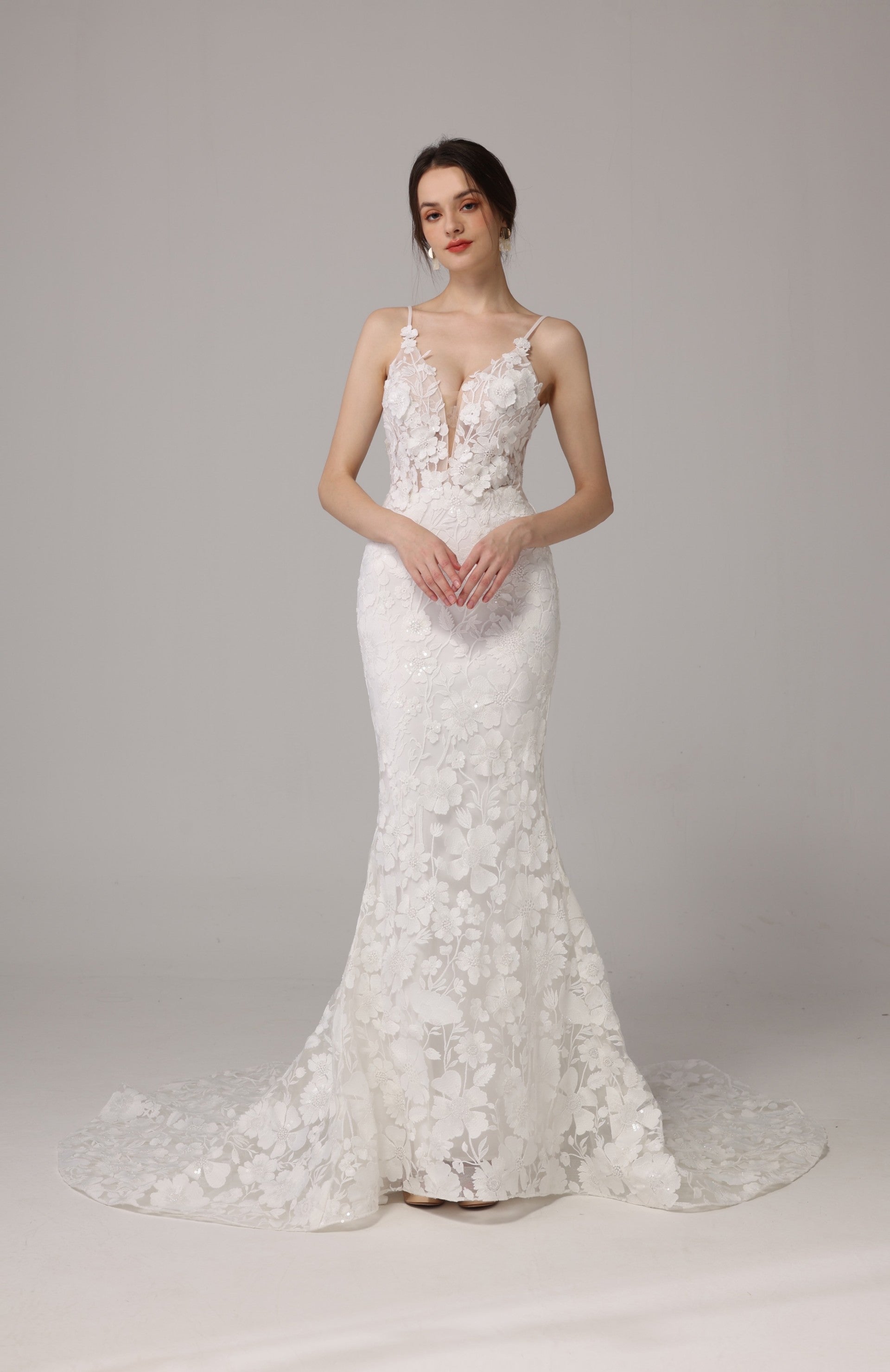 Sexy Backless Floral Lace Wedding Dress LVB2628