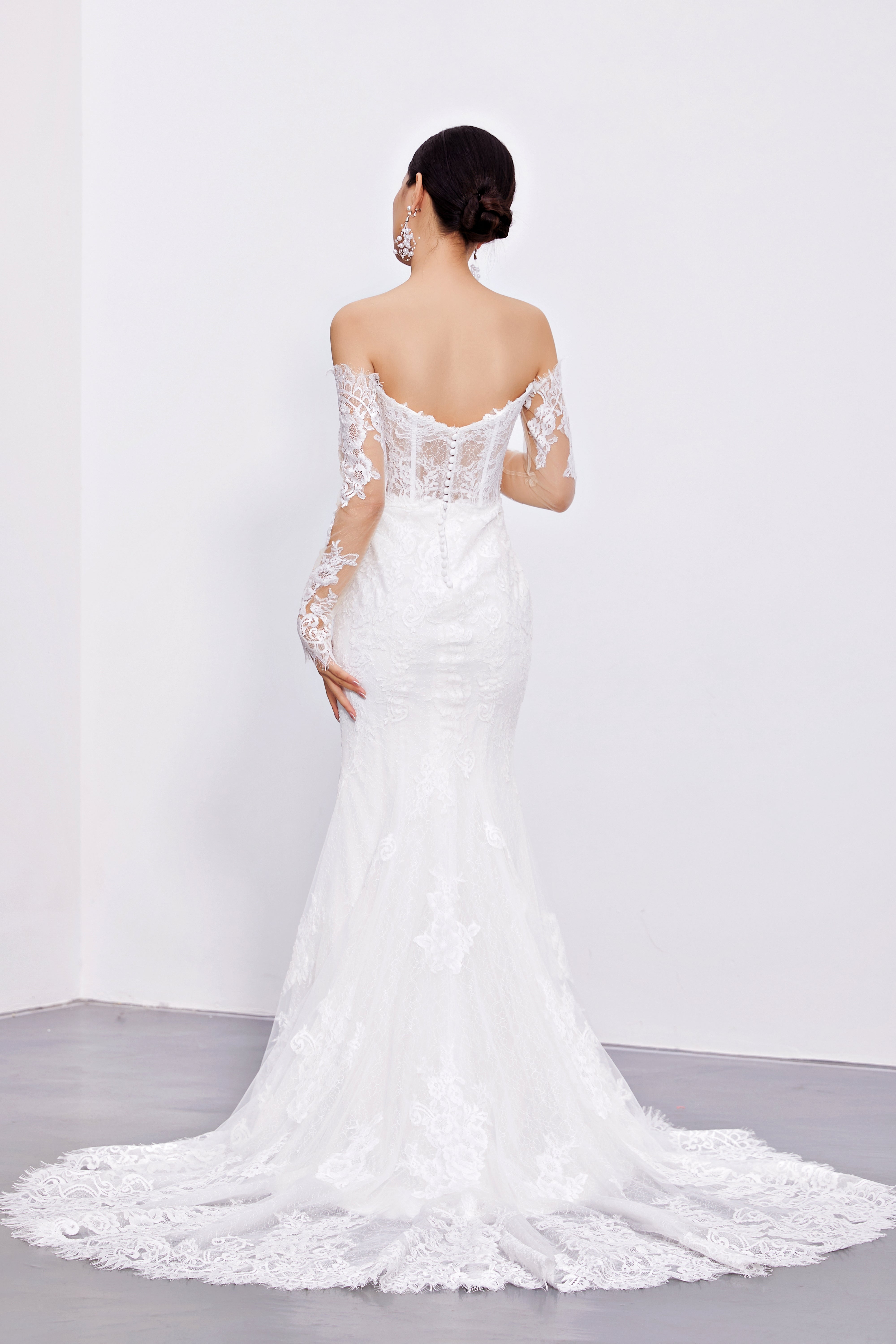 Backless garden-inspired lace bridal gown with sexy details LVB2672