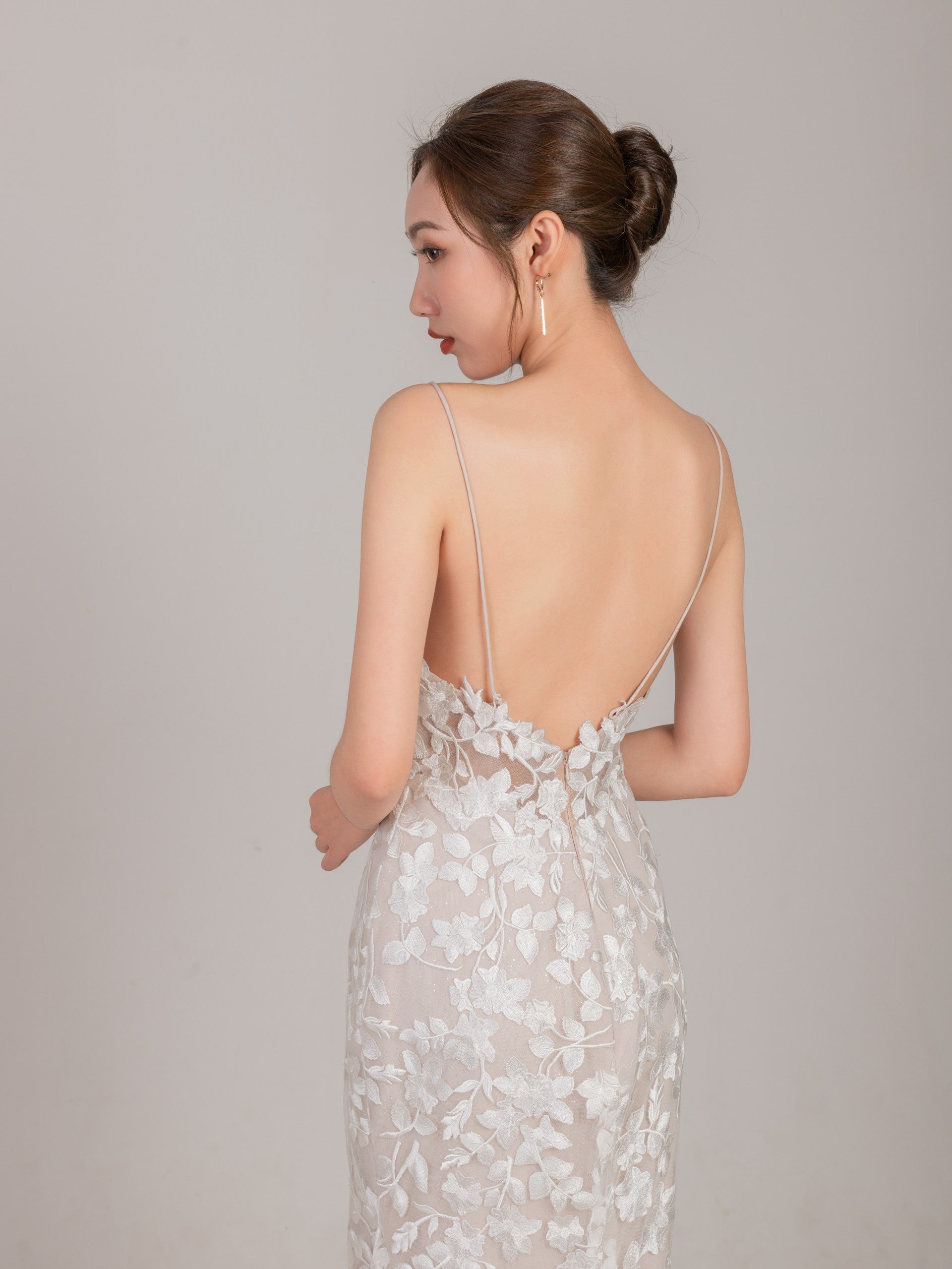 Sexy backless floral lace mermaid wedding dress LVB2604